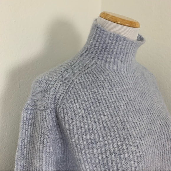 MNG Mango Mock Neck Oversized Pullover Sweater Size XS Light Lavender Ribbed - Picture 7 of 17